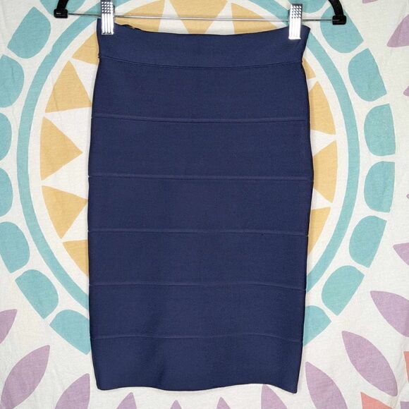 BCBG Maxazria Navy Blue Alexa Bandage Pencil Skirt XS - Picture 1 of 11
